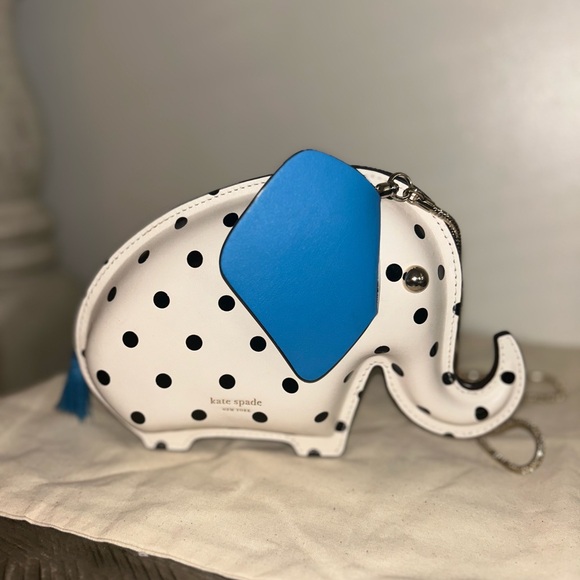 Kate Spade Polka Dot Elephant Bag with Blue Accent